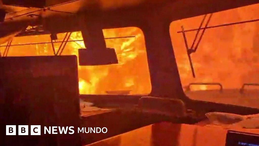 Pánico en Canadá: un tren quedó atrapado en medio de un impactante incendio forestal