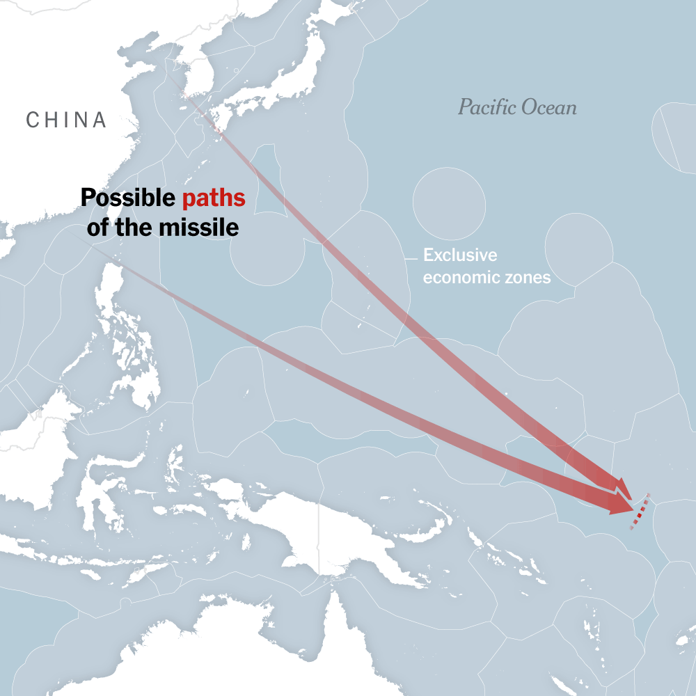 China exhibe su poderío militar con un inédito ensayo de misiles en el océano Pacífico