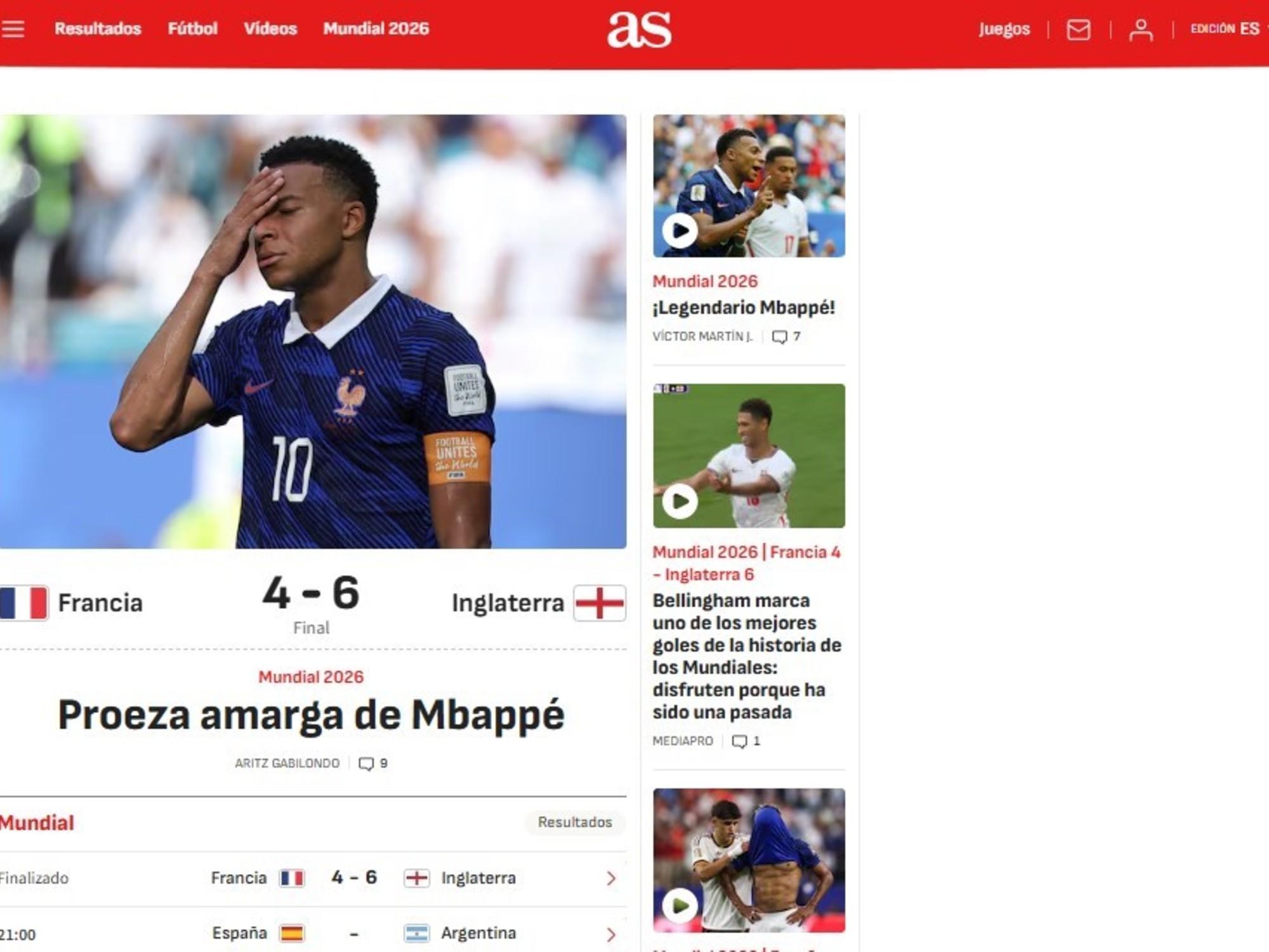 Inglaterra venció a Francia: el 6-4 que definió el tercer puesto