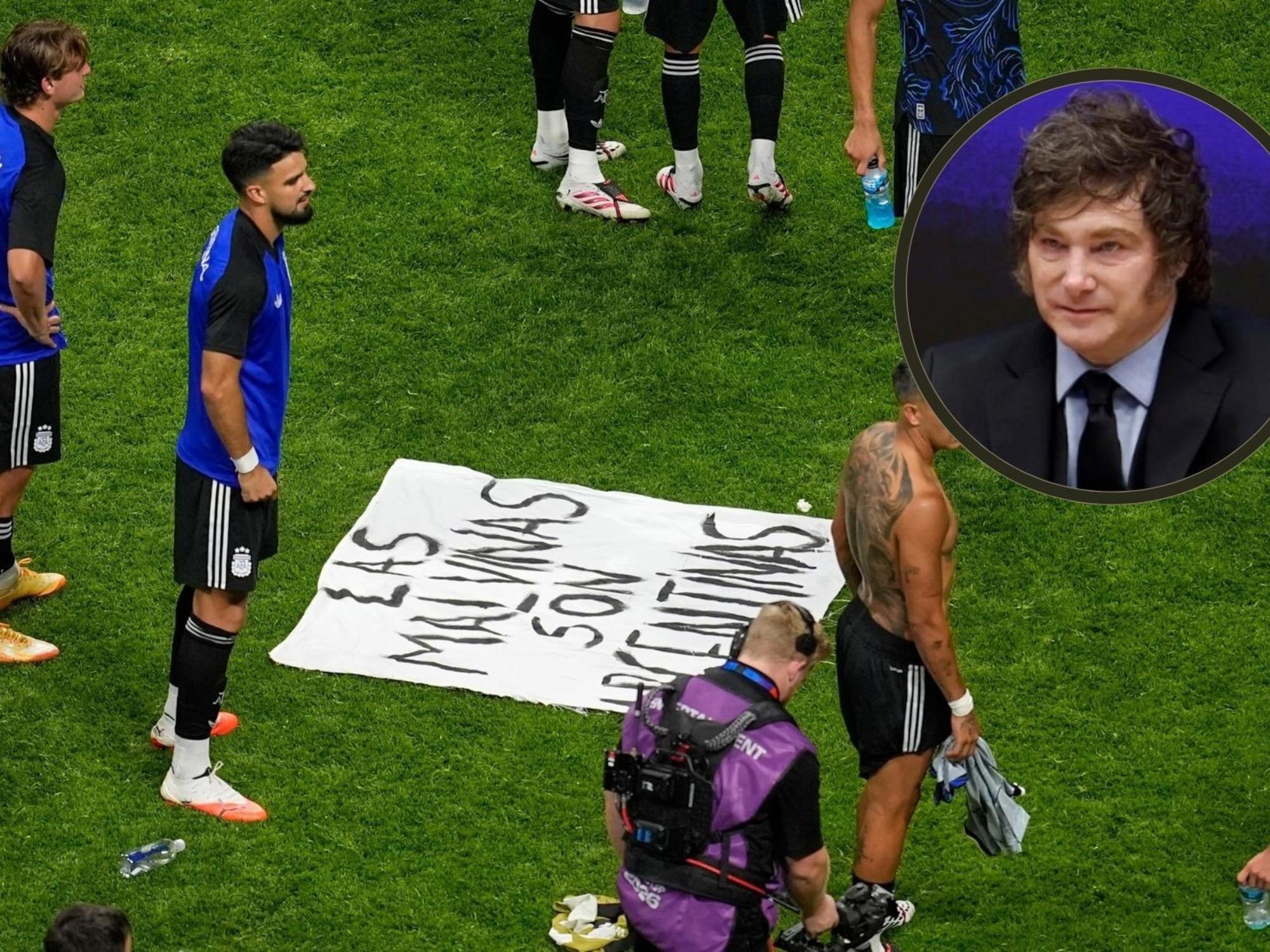 Javier Milei opinó sobre la bandera de Malvinas de la Selección y confirmó que no viajará a la final