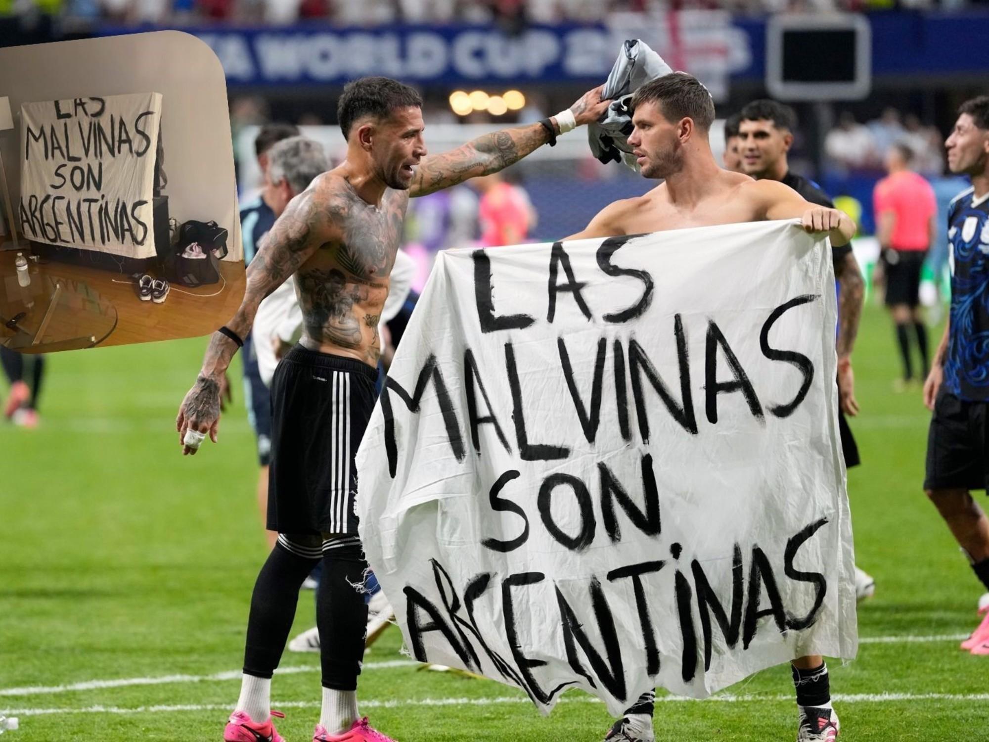 La historia detrás de la sábana de hotel convertida en bandera de Malvinas que es furor en los festejos de la Selección